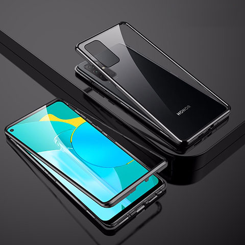 Huawei Honor 30S用ケース 高級感 手触り良い アルミメタル 製の金属製 360度 フルカバーバンパー 鏡面 カバー ファーウェイ ブラック