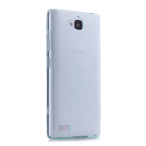 Huawei Honor 3C用極薄ソフトケース シリコンケース 耐衝撃 全面保護 クリア透明 ファーウェイ ネイビー