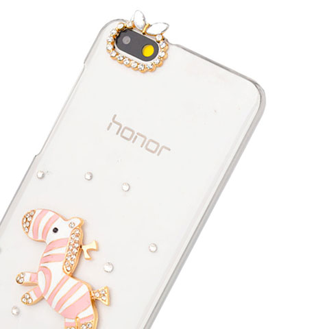 Huawei Honor 4X用ケース ダイヤモンドスワロフスキー ゼブラ柄 ファーウェイ ピンク