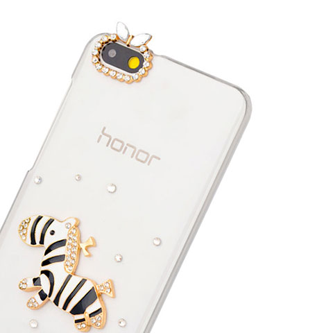 Huawei Honor 4X用ケース ダイヤモンドスワロフスキー ゼブラ柄 ファーウェイ ブラック