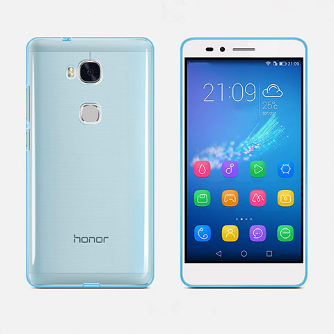 Huawei Honor 5X用極薄ソフトケース シリコンケース 耐衝撃 全面保護 クリア透明 カバー ファーウェイ ネイビー