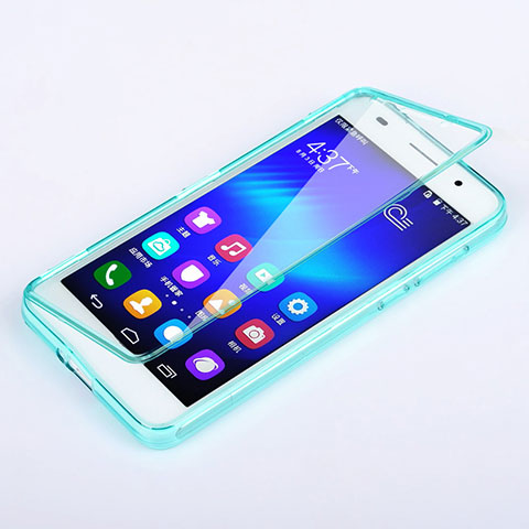 Huawei Honor 6用ソフトケース フルカバー クリア透明 ファーウェイ ブルー