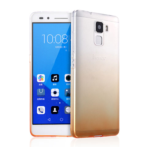 Huawei Honor 7 Dual SIM用極薄ソフトケース グラデーション 勾配色 クリア透明 ファーウェイ イエロー