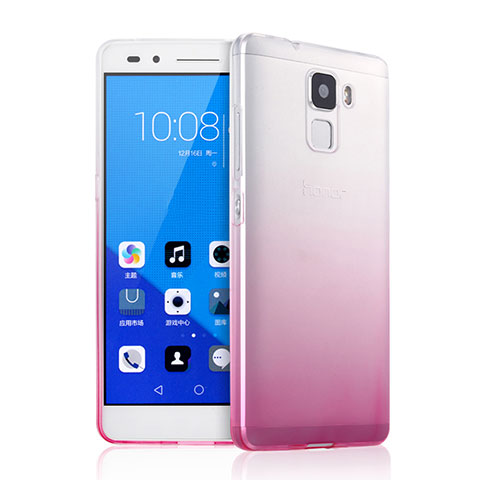 Huawei Honor 7 Dual SIM用極薄ソフトケース グラデーション 勾配色 クリア透明 ファーウェイ ピンク
