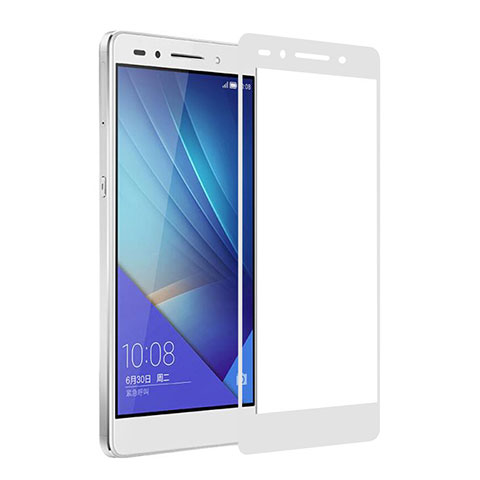 Huawei Honor 7 Dual SIM用強化ガラス フル液晶保護フィルム ファーウェイ ホワイト