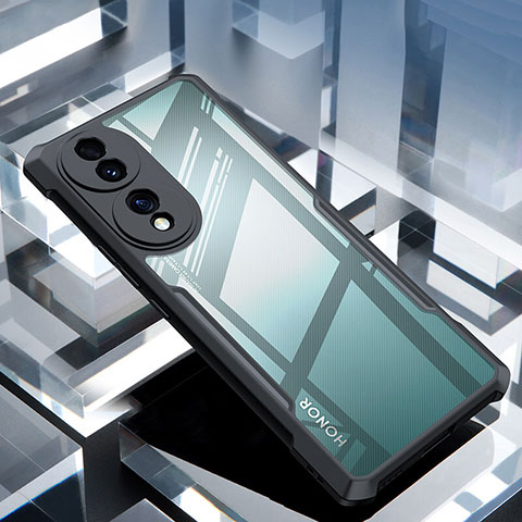 Huawei Honor 70 5G用極薄ソフトケース シリコンケース 耐衝撃 全面保護 クリア透明 T02 ファーウェイ ブラック