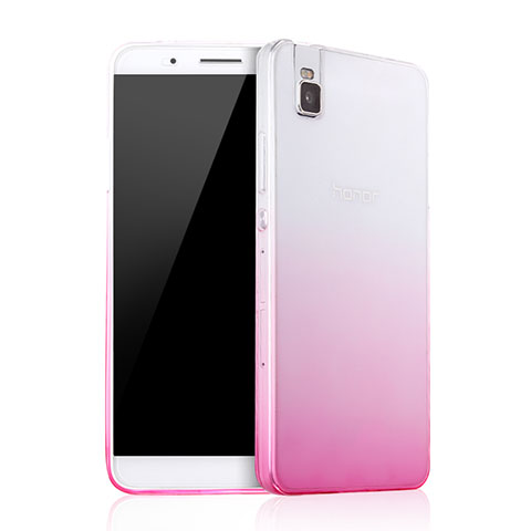 Huawei Honor 7i shot X用極薄ソフトケース グラデーション 勾配色 クリア透明 ファーウェイ ピンク