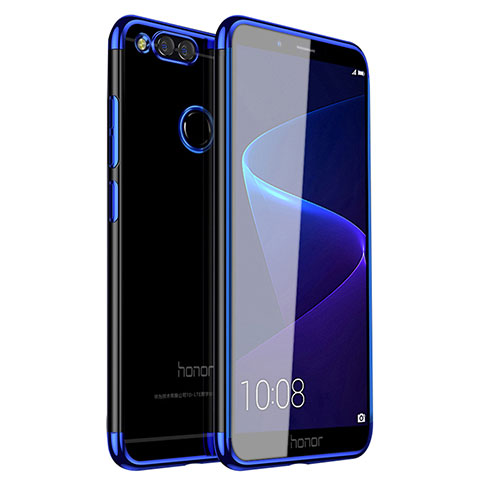 Huawei Honor 7X用極薄ソフトケース シリコンケース 耐衝撃 全面保護 クリア透明 H01 ファーウェイ ネイビー