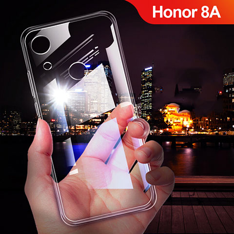 Huawei Honor 8A用極薄ソフトケース シリコンケース 耐衝撃 全面保護 クリア透明 T02 ファーウェイ クリア