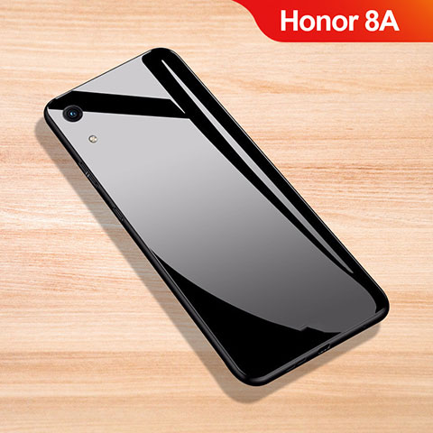 Huawei Honor 8A用ハイブリットバンパーケース プラスチック 鏡面 カバー ファーウェイ ブラック