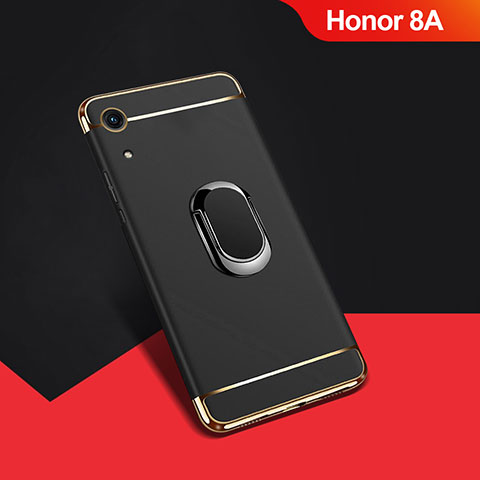 Huawei Honor 8A用ケース 高級感 手触り良い メタル兼プラスチック バンパー アンド指輪 A01 ファーウェイ ブラック
