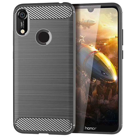 Huawei Honor 8A用シリコンケース ソフトタッチラバー ライン カバー ファーウェイ グレー