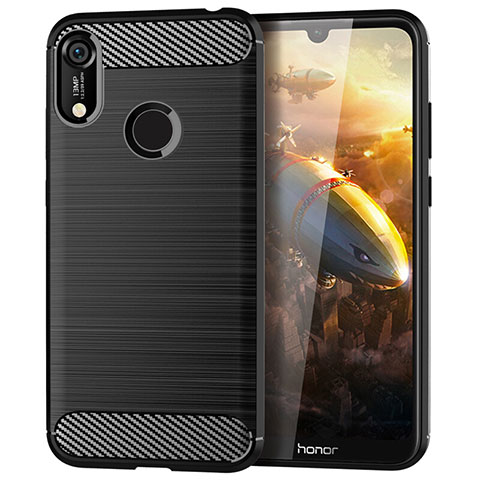 Huawei Honor 8A用シリコンケース ソフトタッチラバー ライン カバー ファーウェイ ブラック
