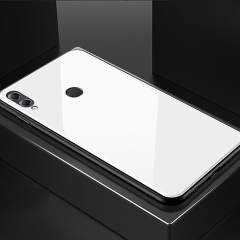 Huawei Honor 8X用ハイブリットバンパーケース プラスチック 鏡面 カバー M02 ファーウェイ ホワイト