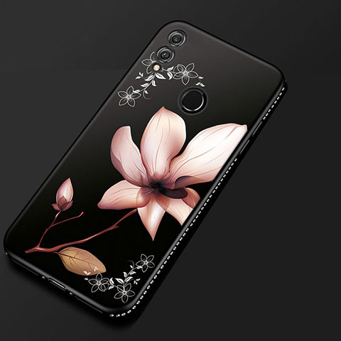 Huawei Honor 8X用シリコンケース ソフトタッチラバー 花 カバー ファーウェイ ピンク