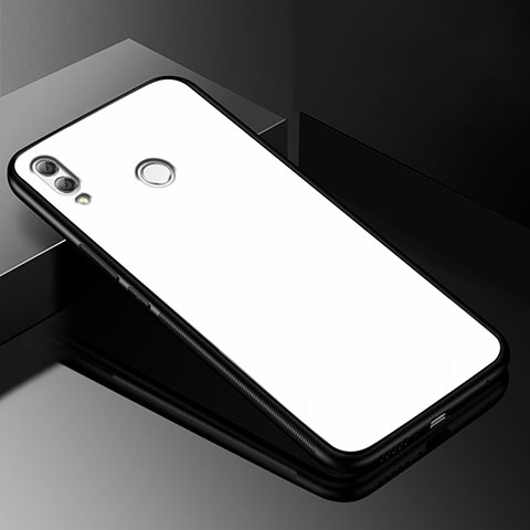 Huawei Honor 8X用ハイブリットバンパーケース クリア透明 プラスチック 鏡面 カバー M04 ファーウェイ ホワイト