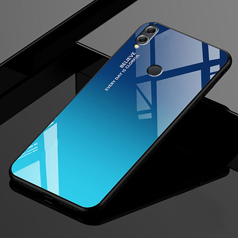 Huawei Honor 8X Max用ハイブリットバンパーケース プラスチック 鏡面 虹 グラデーション 勾配色 カバー ファーウェイ ネイビー