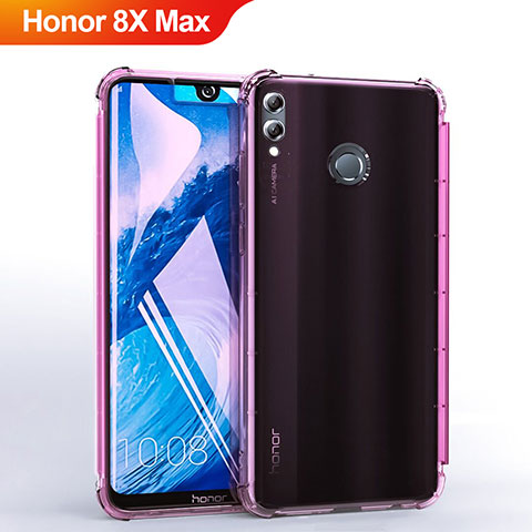 Huawei Honor 8X Max用極薄ソフトケース シリコンケース 耐衝撃 全面保護 クリア透明 H03 ファーウェイ ピンク