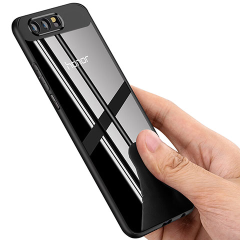 Huawei Honor 9 Premium用ハイブリットバンパーケース クリア透明 プラスチック ファーウェイ ブラック