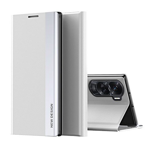 Huawei Honor 90 Lite 5G用手帳型 レザーケース スタンド カバー QH2 ファーウェイ ホワイト