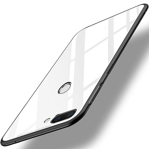 Huawei Honor 9i用ハイブリットバンパーケース プラスチック 鏡面 カバー ファーウェイ ホワイト