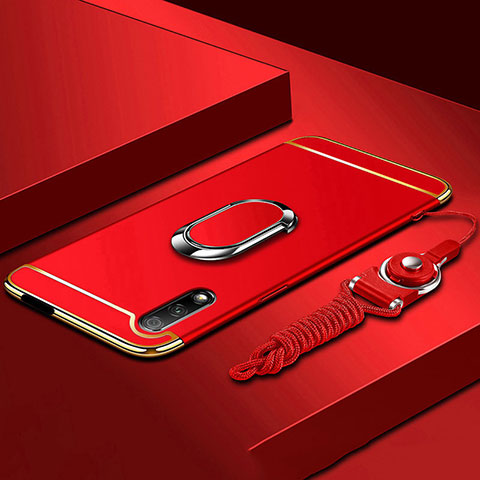 Huawei Honor 9X用ケース 高級感 手触り良い メタル兼プラスチック バンパー アンド指輪 A01 ファーウェイ レッド