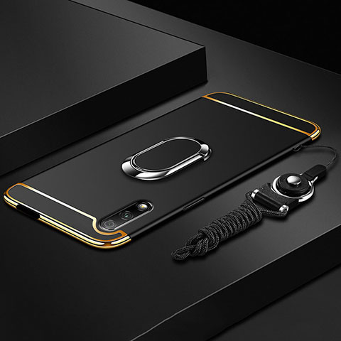 Huawei Honor 9X用ケース 高級感 手触り良い メタル兼プラスチック バンパー アンド指輪 A01 ファーウェイ ブラック