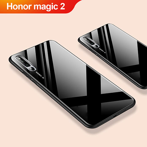 Huawei Honor Magic 2用ハイブリットバンパーケース プラスチック 鏡面 カバー ファーウェイ ブラック