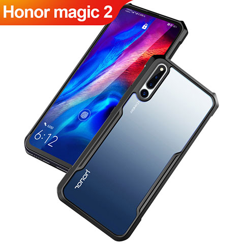 Huawei Honor Magic 2用ハイブリットバンパーケース クリア透明 プラスチック 鏡面 カバー ファーウェイ ブラック