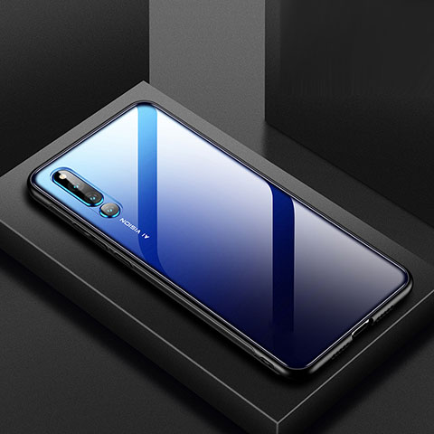 Huawei Honor Magic 2用ハイブリットバンパーケース クリア透明 プラスチック 鏡面 カバー M01 ファーウェイ ネイビー