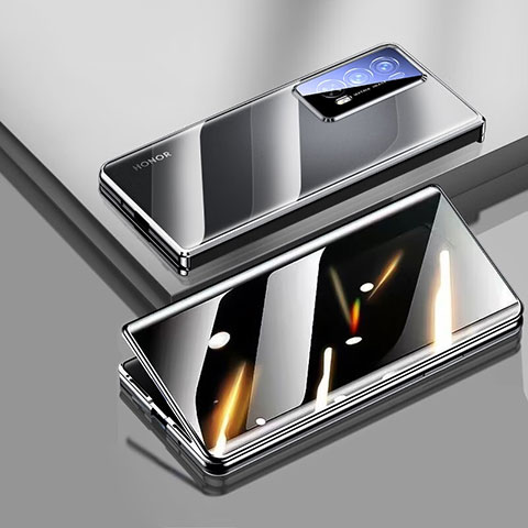 Huawei Honor Magic V2 Ultimate 5G用ケース 高級感 手触り良い アルミメタル 製の金属製 360度 フルカバーバンパー 鏡面 カバー ファーウェイ ブラック