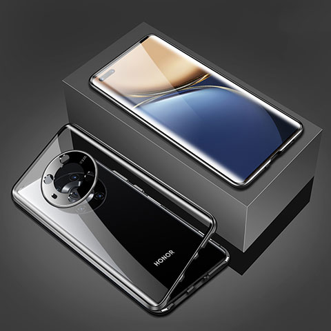 Huawei Honor Magic3 5G用ケース 高級感 手触り良い アルミメタル 製の金属製 360度 フルカバーバンパー 鏡面 カバー ファーウェイ ブラック
