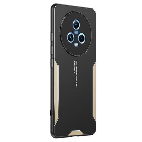 Huawei Honor Magic5 5G用ケース 高級感 手触り良い アルミメタル 製の金属製 兼シリコン カバー PB2 ファーウェイ ゴールド