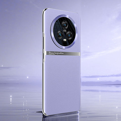 Huawei Honor Magic5 5G用ケース 高級感 手触り良いレザー柄 QK4 ファーウェイ ラベンダー