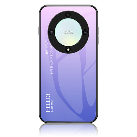 Huawei Honor Magic5 Lite 5G用ハイブリットバンパーケース プラスチック 鏡面 虹 グラデーション 勾配色 カバー LS1 ファーウェイ ラベンダー