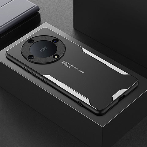 Huawei Honor Magic5 Lite 5G用ケース 高級感 手触り良い アルミメタル 製の金属製 兼シリコン カバー PB1 ファーウェイ シルバー