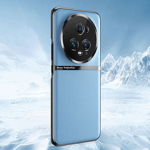 Huawei Honor Magic5 Pro 5G用ケース 高級感 手触り良いレザー柄 JB3 ファーウェイ ブルー