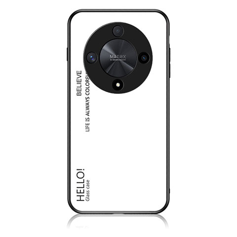 Huawei Honor Magic6 Lite 5G用ハイブリットバンパーケース プラスチック 鏡面 虹 グラデーション 勾配色 カバー LS1 ファーウェイ ホワイト