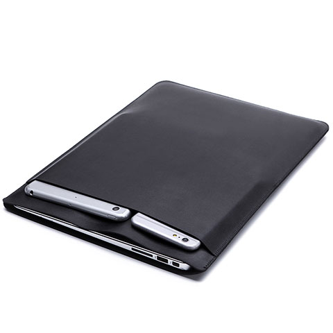 Huawei Honor MagicBook 15用高品質ソフトレザーポーチバッグ ケース イヤホンを指したまま ファーウェイ ブラック