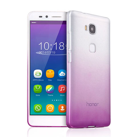 Huawei Honor Play 5X用極薄ソフトケース グラデーション 勾配色 クリア透明 ファーウェイ パープル