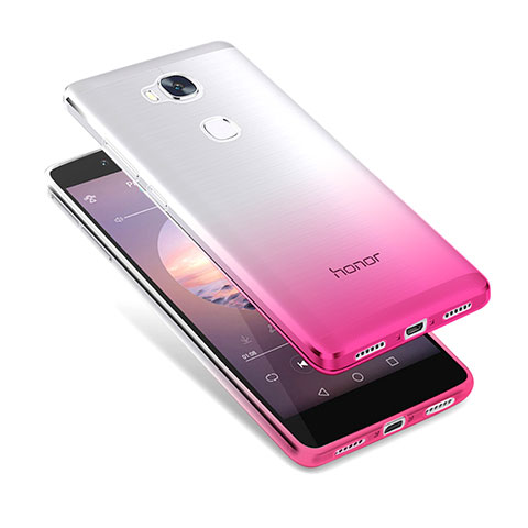 Huawei Honor Play 5X用極薄ソフトケース グラデーション 勾配色 クリア透明 ファーウェイ ピンク
