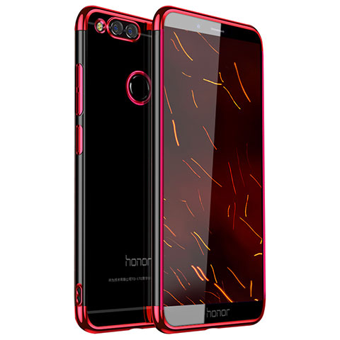 Huawei Honor Play 7X用極薄ソフトケース シリコンケース 耐衝撃 全面保護 クリア透明 H01 ファーウェイ レッド