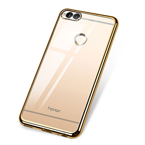 Huawei Honor Play 7X用極薄ソフトケース シリコンケース 耐衝撃 全面保護 クリア透明 H02 ファーウェイ ゴールド