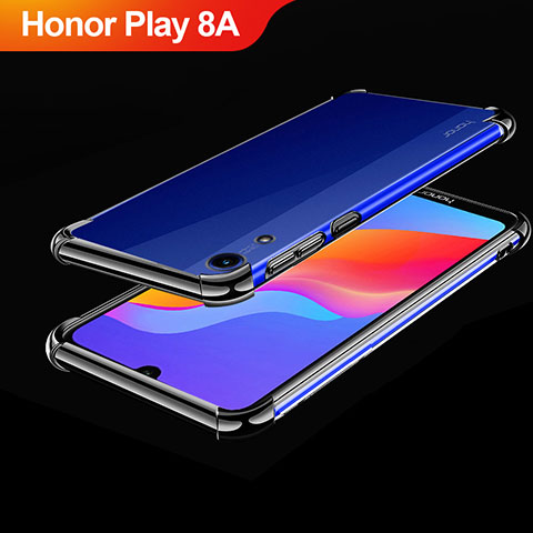 Huawei Honor Play 8A用極薄ソフトケース シリコンケース 耐衝撃 全面保護 クリア透明 H01 ファーウェイ ブラック
