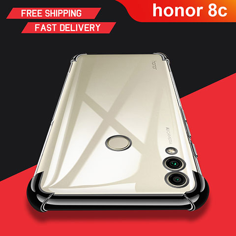 Huawei Honor Play 8C用極薄ソフトケース シリコンケース 耐衝撃 全面保護 クリア透明 T03 ファーウェイ クリア