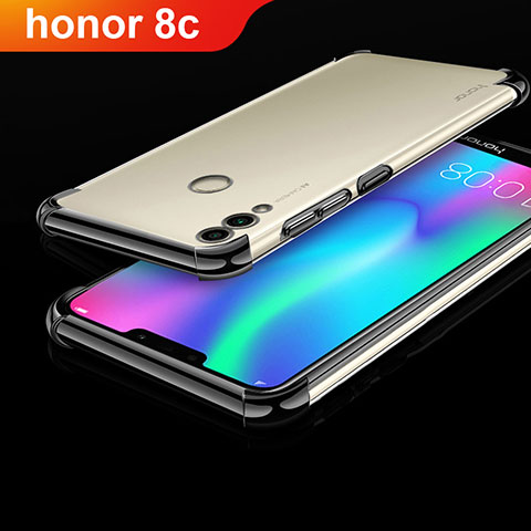 Huawei Honor Play 8C用極薄ソフトケース シリコンケース 耐衝撃 全面保護 クリア透明 H01 ファーウェイ ブラック