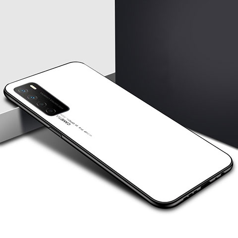 Huawei Honor Play4 5G用ハイブリットバンパーケース プラスチック 鏡面 カバー T01 ファーウェイ ホワイト