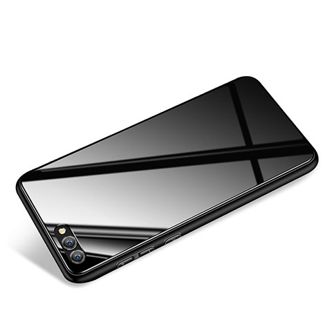 Huawei Honor V10用シリコンケース ソフトタッチラバー 鏡面 ファーウェイ ブラック