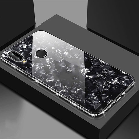 Huawei Honor V10 Lite用ハイブリットバンパーケース プラスチック 鏡面 カバー M01 ファーウェイ ブラック