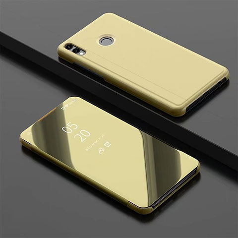Huawei Honor V10 Lite用手帳型 レザーケース スタンド 鏡面 カバー ファーウェイ ゴールド